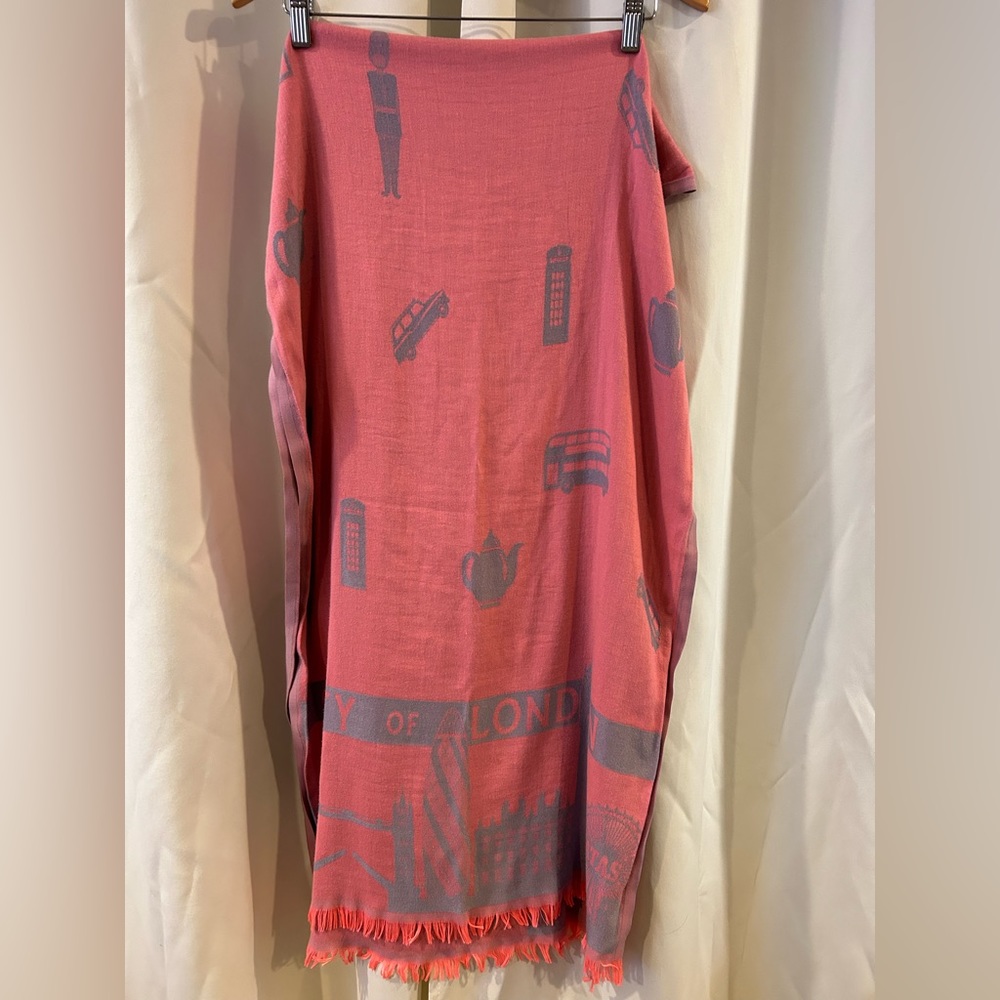 City Of London Scarf Pink Gray 75X22